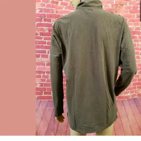 AJ Armani Jeans Mens Sweater Mock-neck Grey US XL 1/4 Zip Long Sleeve - Picture 4 of 8